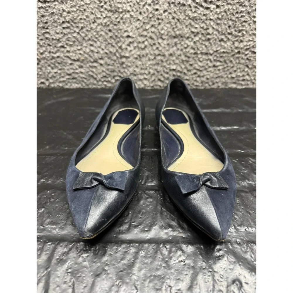 Christian Dior Suede Pointed Toe Slip On Ballet Flats Navy Blue Women Size 37 EU - Picture 2 of 10